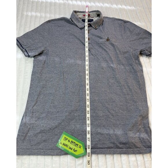 Ted Baker London Mens Short Sleeve Polo Size 7 Blue Pinstripe - Picture 7 of 12